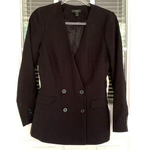 J Crew Women's Blazer Size 0 Double Breasted Front Pockets Business Preppy Black